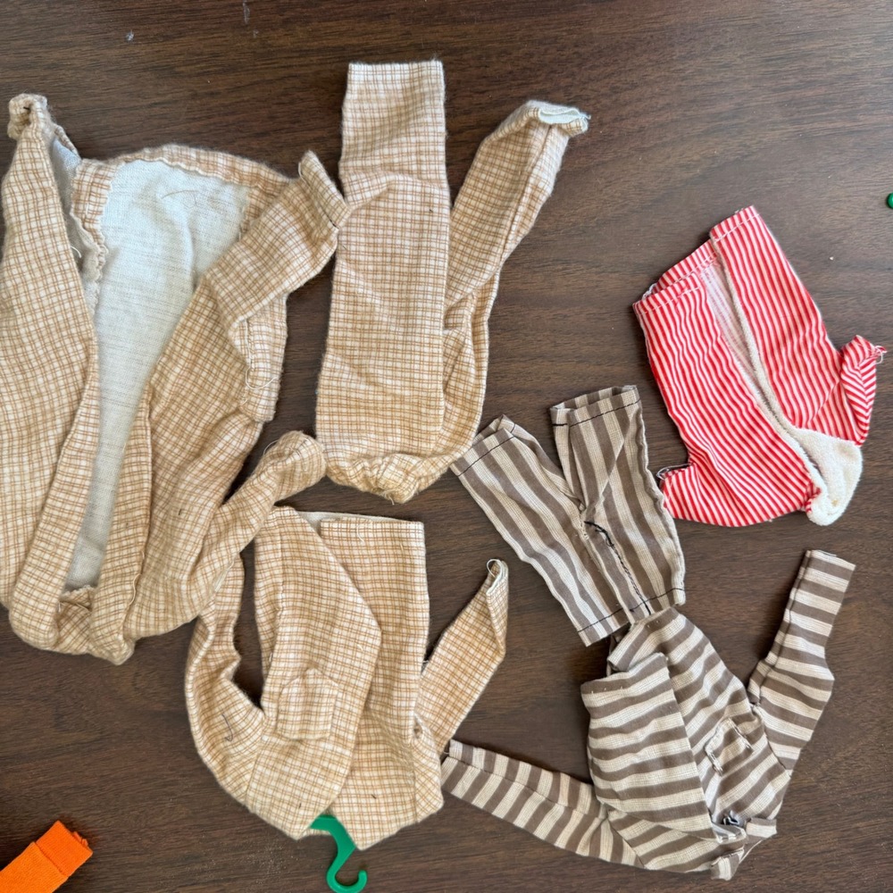 Handmade Vintage Style Male Doll Clothing Lot Striped Pajamas Checkered Robe Ken